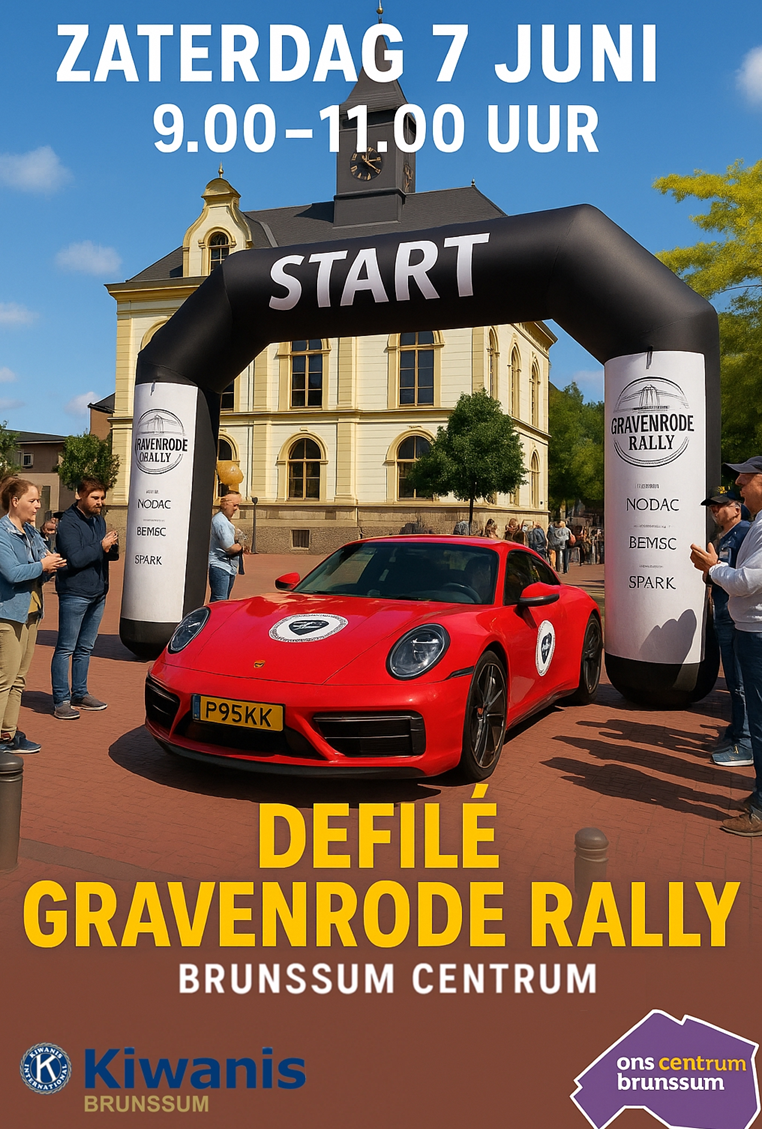 Poster Defíle met rode ferrari 