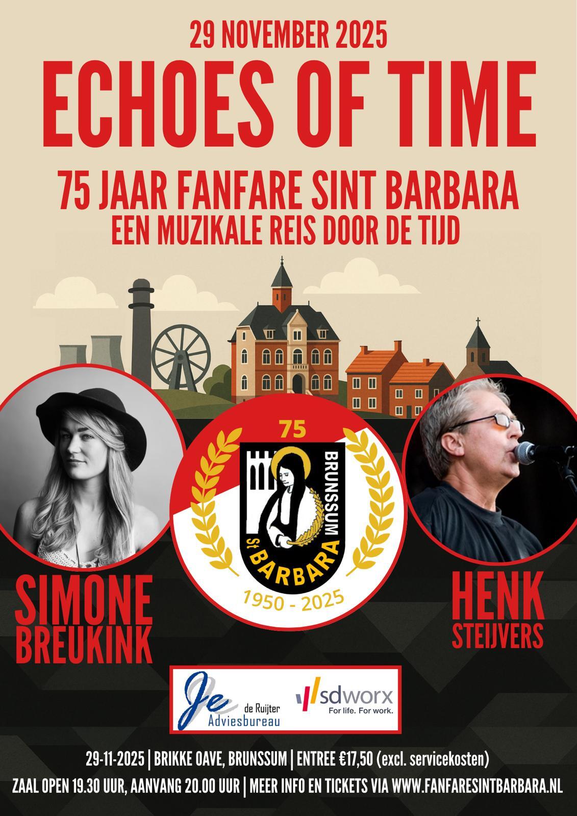 Jubileumconcert Echoes of Time Fanfare Sint Barbara